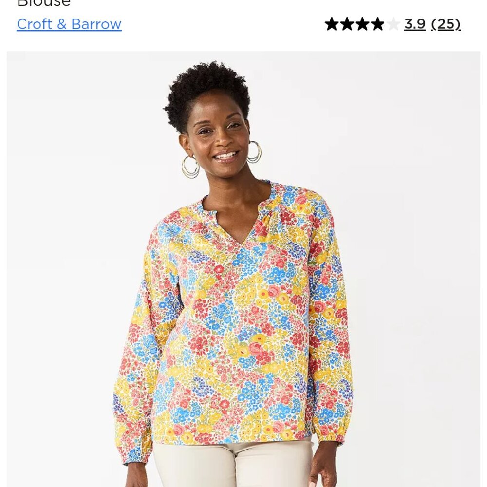 Croft & Barrow Ladies Flowered Shirt Petite Large